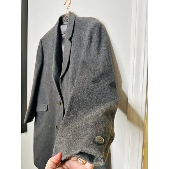 Burton Vintage Grey Charcoal Overcoat Jacket Button Front  Made in England XL - Picture 3 of 10